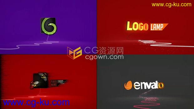 3D动画悬浮LOGO充电电线火花点亮标志视频片头演绎效果-AE模板下载的图片1