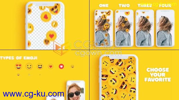 24组全套Emoji表情大集合动画社交媒体APP视频转场动画效果-AE模板下载的图片1