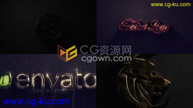 4K分辨率雪花粒子飞飘烟雾效果3D金色金属质感LOGO动画视频片头-AE模板下载的图片1