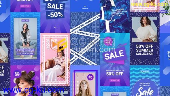 18组创意商业广告社交媒体视频大减价时尚购物竖屏幕动画制作-AE模板下载的图片1
