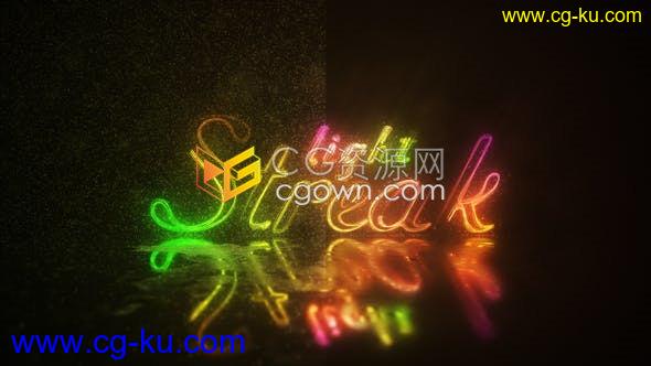 4K超高清彩色粒子光线描边LOGO标志片头动画-AE模板下载的图片1