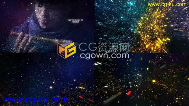 3D梦幻星际空间漂亮飞散粒子汇聚闪耀图像特效宇宙穿梭展示幻灯片-AE模板的图片1