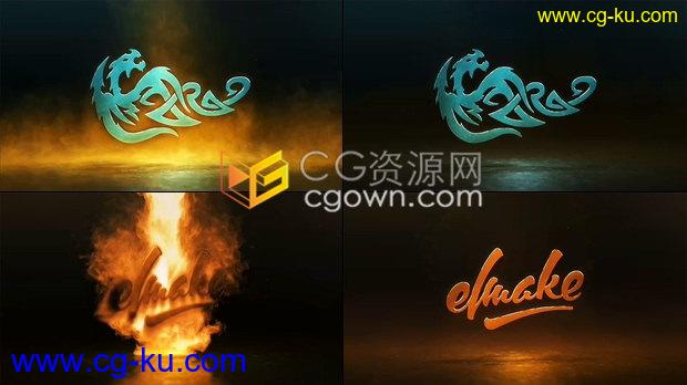 火焰烟雾喷射动画金标志LOGO动画视频片头效果制作工程-AE模板下载的图片1