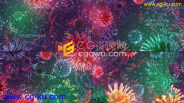 3D病毒细胞图像展示新型冠状病毒治疗医学研究标题科学教育视频开场-AE模板下载的图片1