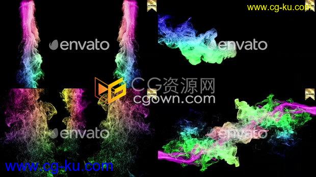 4K多彩粒子水母状快速转场过渡12组彩色粒子烟雾视频元素包下载的图片1