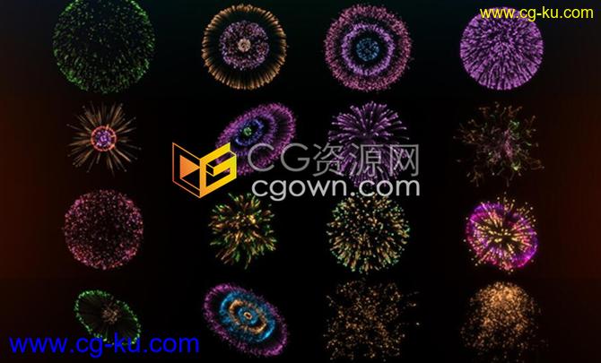 28种绚丽节日庆典夜空绽放美丽烟花漂亮礼花背景素材-AE模板免费下载的图片1