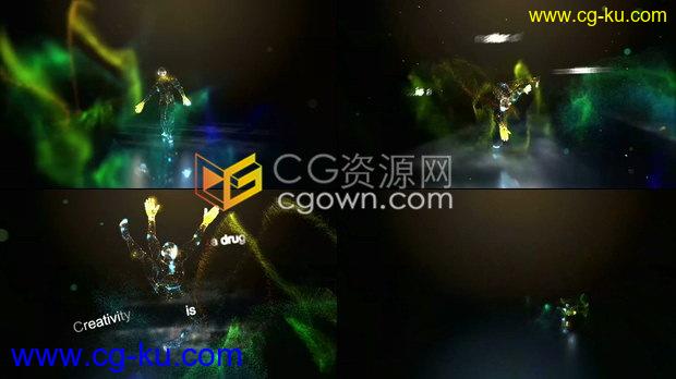 创意发光剪影舞者轻盈舞动粒子演绎标题艺术感片头动画-AE模板下载的图片1