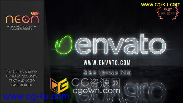 创建霓虹灯风格带玻璃阴影的标志LOGO片头-AE模板免费下载的图片1