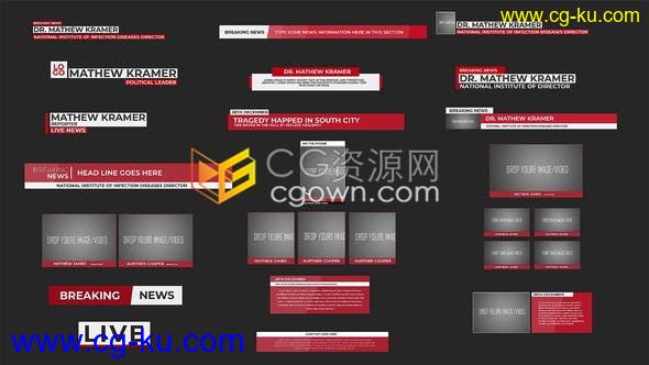 20个经典实用的4K新闻字幕条新闻直播节目报道标题内容展示动画-AE模板的图片1