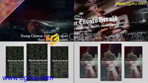 4K报纸样式视差幻灯片制作社交媒体平台在线报纸头条垂直视频宣传-AE模板的图片1