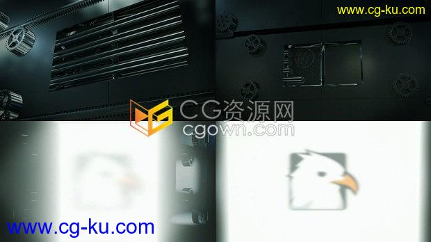 3D金属机械打开发光电影门LOGO视频片头效果制作-PR模板下载的图片1