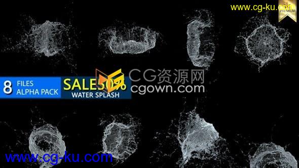 8组水飞溅慢动作动画效果视频素材带透明Alpha通道的图片1