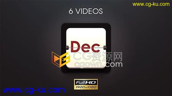1月到12月份翻页倒计时深色6种款式效果视频素材下载的图片1