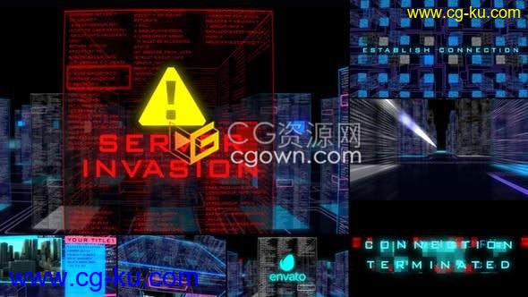 服务器攻击入侵可视化数字显示全球信息技术报告世界论坛-AE模板下载的图片1