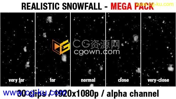 30种效果制作降雪冬天雪花飘落效果视频素材带透明通道效果的图片1