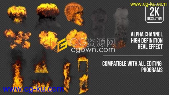 2K分辨率14组爆炸效果火焰燃烧动画合成视频素材带Alpha通道素材的图片1