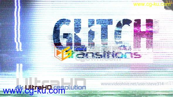 4K视频素材27种信号故障干扰毛刺失真闪光Glitch转场动画效果素材的图片1