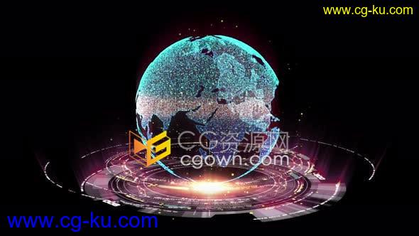 4K视频素材-未来高科技全息图HUD地球粒子动画平视显示器动画的图片1