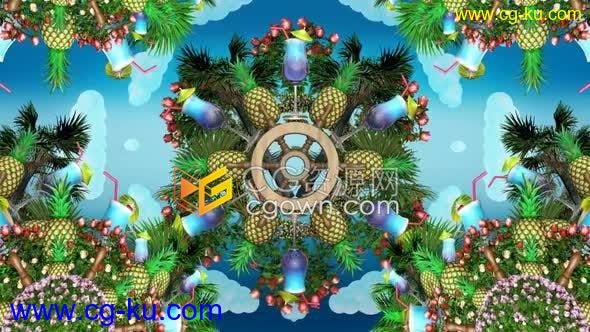 4K视频素材-菠萝地海夏季派对活动LED屏幕动态背景VJ视频资源的图片1