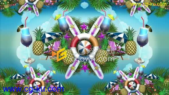 4K视频素材-夏天海滩派对活动舞台背景动画循环VJ素材效果的图片1
