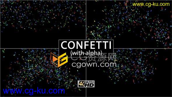 4K视频素材-5种效果五彩纸屑喷射动画庆祝活动狂欢节生日聚会胜利的图片1