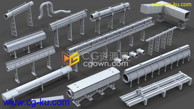 3D模型-15个城市建筑工业管道外观文件格式MAX,FBX,OBJ,STL,Blend的图片1