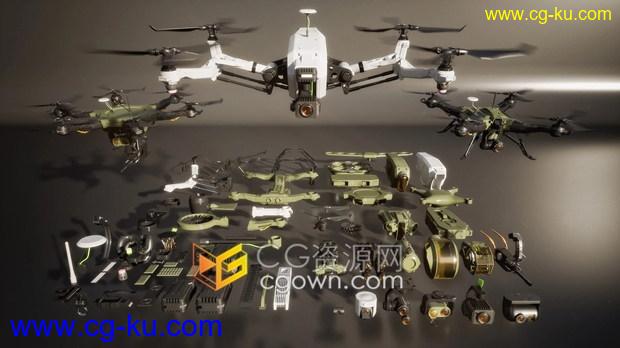 3D模型-无人驾驶航拍无人机Veh Drones (C4D/OBJ/FBX格式)的图片1