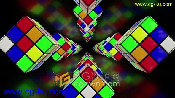 3D魔方立方体动画场景效果VJ素材背景循环效果-视频素材的图片1