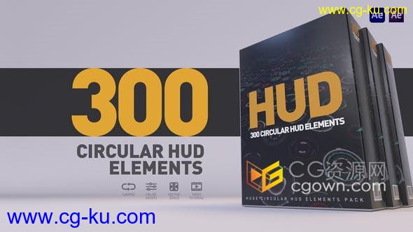 300个HUD元素高科技平视显示图形动画设计工程-AE模板的图片1