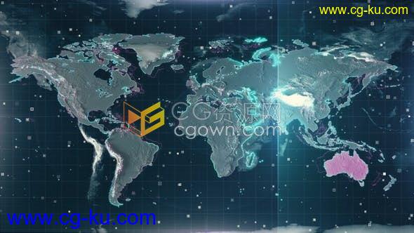 4K视频素材-科技感扫描世界地图地形质地效果动画技术背景素材的图片1