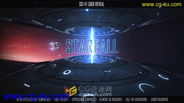 3D宙飞船高科技金属能量特效LOGO视频片头动画制作-AE模板的图片1