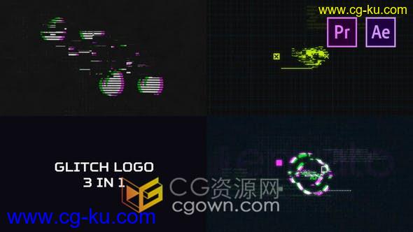 Glitch Logo像差损坏数字失真错误毛刺rgb分割视频片头-AE与PR模板的图片1