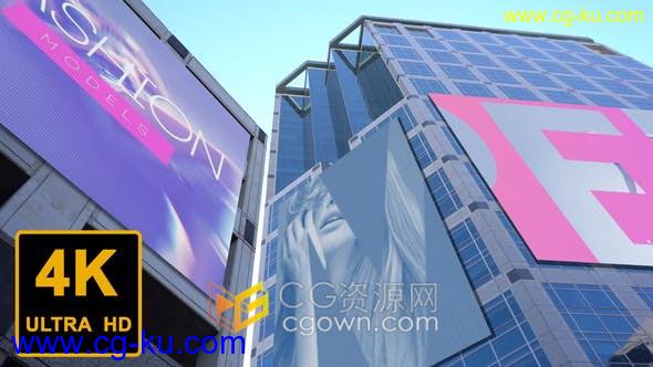 4K分辨率城市商业写字楼商场户外LED屏幕广告牌可替换内容-AE模板的图片1