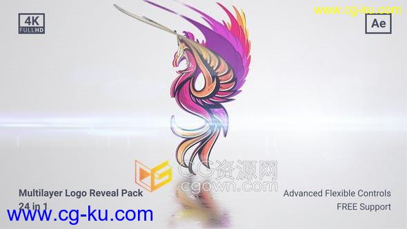24种动画效果演绎公司企业LOGO视频片头螺旋素描闪耀绘图挤压-AE模板的图片1