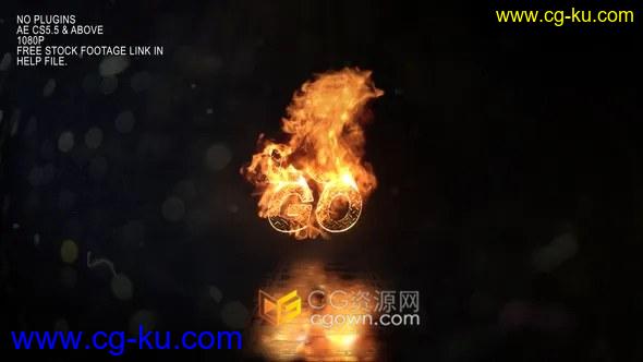 火焰燃烧特效LOGO视频片头金属标志火花制作-AE模板的图片1