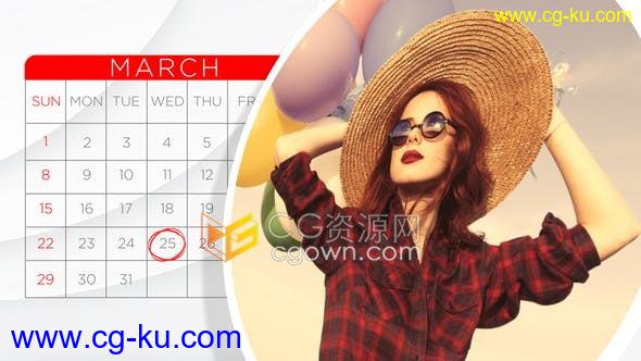 2020年日历时间表展示里程碑旅行照片幻灯片视频相册-AE模板的图片1