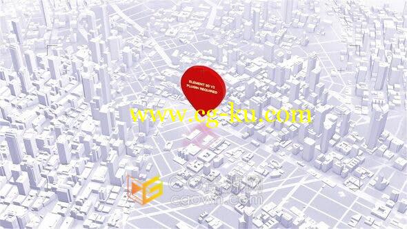 Element 3D v2插件制作三维地图GPS坐标城市定位展示LOGO动画-AE模板的图片1