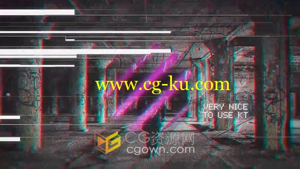 VHS Logo Reveal不良信号数字失真错误故障RGB分割动画视频-AE与PR模板的图片1