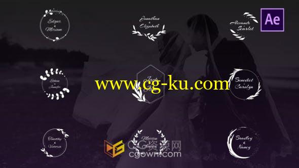 4K Wedding Titles典雅婚礼标题浪漫文字标题徽章标签设计动画-AE模板的图片1