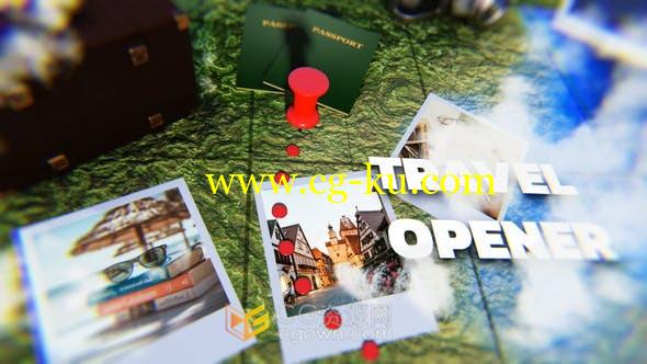 3D地图背景旅行照片展示动画旅游宣传视频片头相册-AE模板的图片1