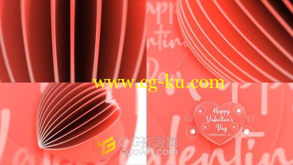 3D心形旋转情人节卡片Love浪漫爱情礼物视频片头动画制作-AE模板的图片1