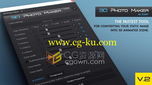 3D Photo Maker 2D图片转换为3D动画视频工具-AE脚本的图片1