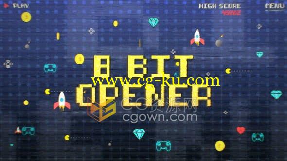 4K分辨率8-Bit街机游戏复古像素电子游戏宣传视频片头-AE模板的图片1
