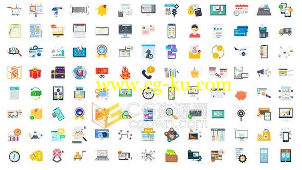 100个数字营销电子商务图标Icons Animations图形动画-AE模板的图片1