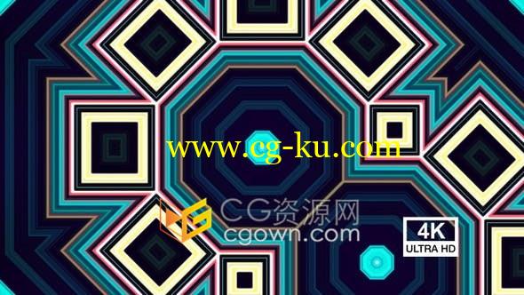 4K背景视频素材多彩图形万花筒霓虹灯幻觉条纹形状VJ素材的图片1