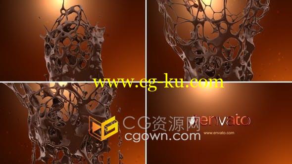 3D奇妙流体动画巧克力飞溅揭示品牌LOGO片头-AE模板的图片1