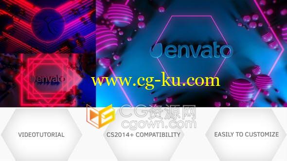 80s Light Logo霓虹灯3D复古潮流场景动画视频片头-AE模板的图片1