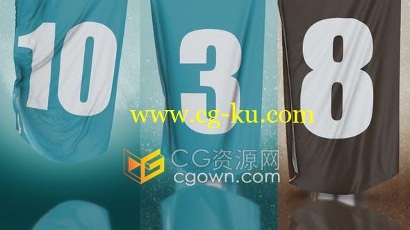 3D逼真织物绸缎面料显示数字倒计时品牌标志LOGO片头-AE模板的图片1