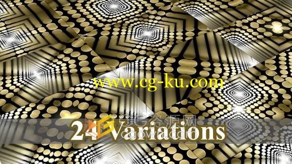 24个金色几何图形万花筒效果装饰背景视频素材的图片1