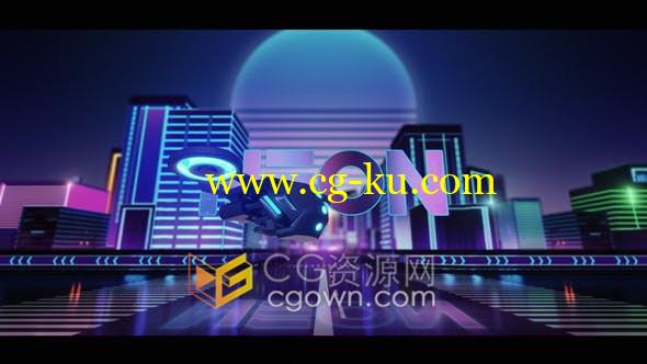 未来感复古浪潮霓虹灯vhs科幻发光城市街道logo片头-AE模板的图片1